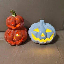 Halloween Wooden Pumpkin Lamp