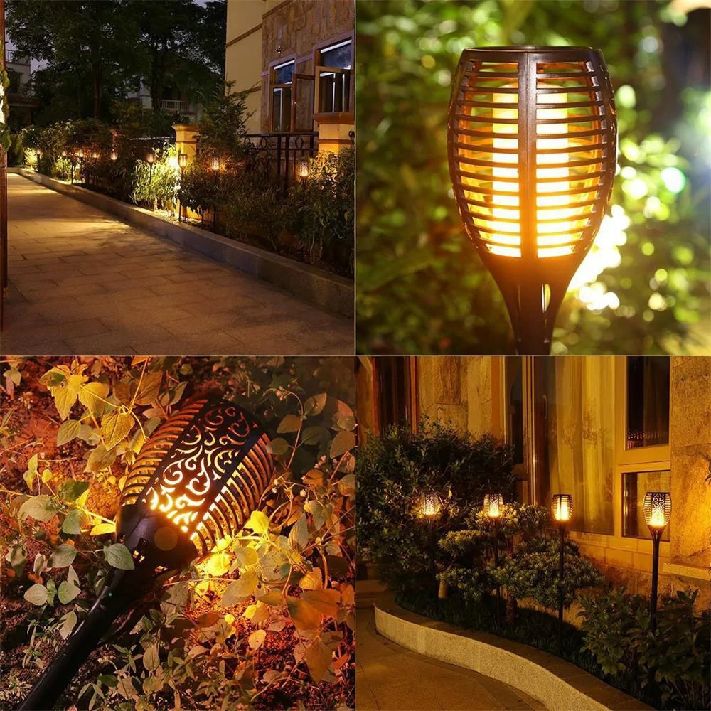 Waterproof Led Solar Garden Light Flickering Flame Torches Lamp - Halloween Plaza