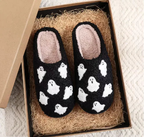 Halloween Ghost Cotton Slippers Home Flat - Halloween Plaza