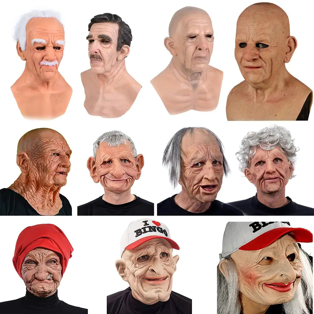 Various realistic latex old man masks for Halloween costumes