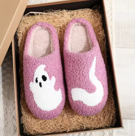 Halloween Ghost Cotton Slippers Home Flat - Halloween Plaza